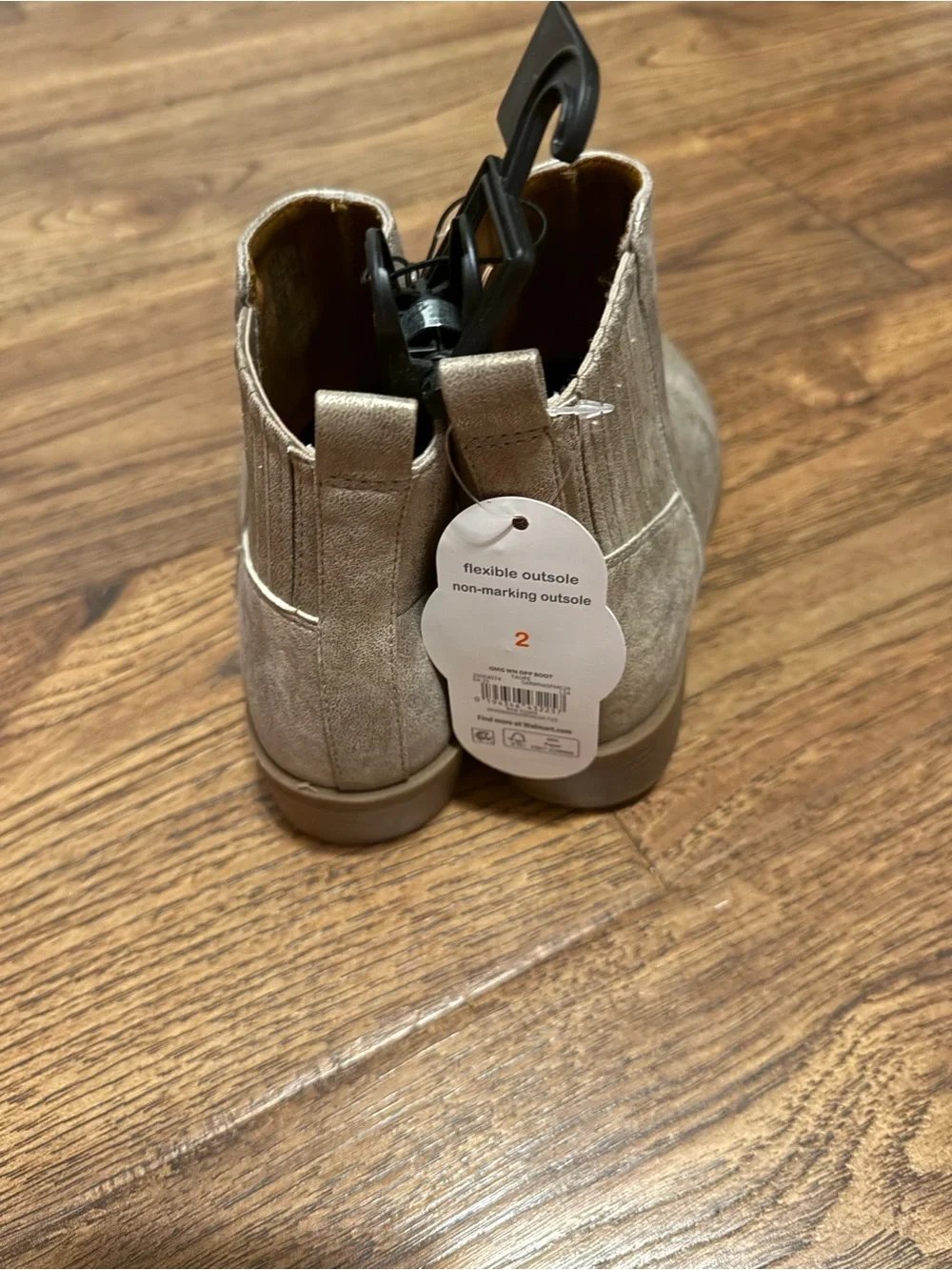 Girls size 7 Wonder Nation NEW Taupe Suede Chelsea Ankle Boots - Classic Style